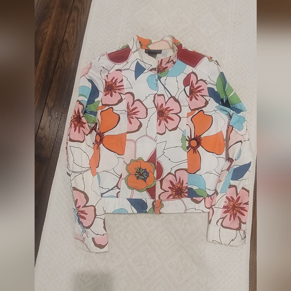 Herman Geist Vintage 90s Cotton Zip Floral Jacket